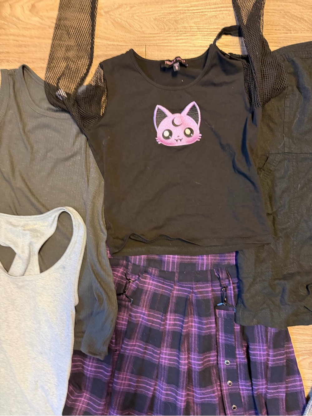 Bundle lot set of 5 purple black goth Y2K Hot Topic Ringer Baby T-Shirt XS - Picture 4 of 6